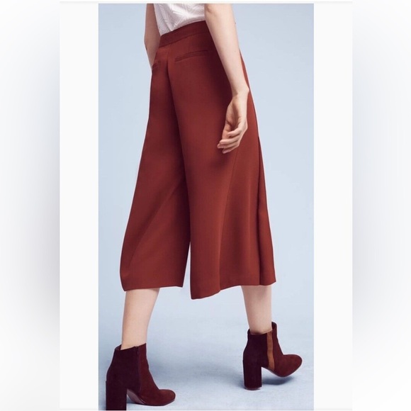 Anthropologie The Essential Culotte Wide Leg Capris Wine Red Size 0 - Picture 2 of 12